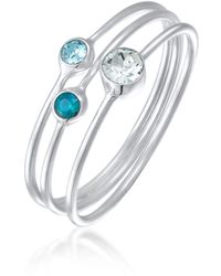Elli Jewelry - Ring 3er set stacking zarte kristalle 925 silber - Lyst
