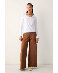 Penti - Baumwolle V-Ausschnitt Basic Langarm Top Für Damen - Lyst