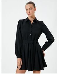 Koton - Minikleid Mit Ballonärmeln, Volant, Taillengürtel Und Knöpfen Für Damen - Lyst