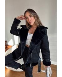 Afiş Butik - Wildledermantel – Mit Fell Innen Und Gürtel Für Damen - Lyst