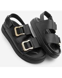 Marjin - Sandalen Aus Echtem Leder Mit Goldener Schnalle Und Doppelriemen, Lässig, Risay, Für Damen - Lyst