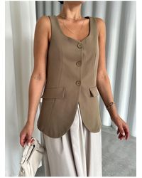 Laluvia - Khakifarbene Premium-Weste Mit Milano-Knöpfen Für Damen - Lyst