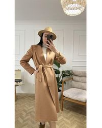 My Blog - Kamelfarbener, Gefütterter Kaschmirmantel Mit Gürtel Und Taschendetails Für Damen - Lyst