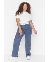Trendyol - E corsagen-jeans mit hoher taille und weitem schnitt im stil der 90er jahre - Lyst