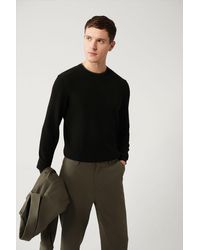 AVVA - Schwarzer Strukturierter Strickpullover Mit Doppeltem Kragen A32Y5100 Für Herren - Lyst