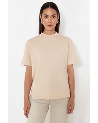 Trendyol - Mehrfarbiges 3er-pack baumwoll-strick-t-shirts mit stehkragen und normaler passform - Lyst