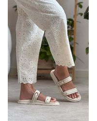 NİŞANTAŞI SHOES - Zizi Matte Schnalle Detaillierte Doppelband Flache Sohle Hausschuhe Für Damen - Lyst