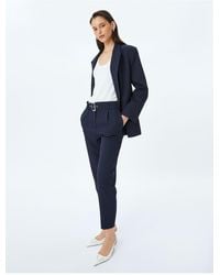Koton - Hose Aus Zigarettenstoff Mit Hoher Taille Und Gürtel Und Taschen Für Damen - Lyst