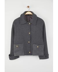 Trendyol - Graue Regular Fit Cashmere Strickjacke Mit Taschendetail, Dünne Jacke, Mäntel Für Damen - Lyst