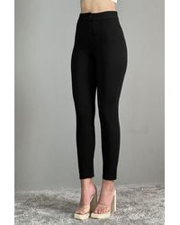ZF BUTİK - Schwarze Hose Aus Lockerem Stoff Mit Hoher Taille Und Schmalem Bein Und Gerippten Nähten Für Damen - Lyst