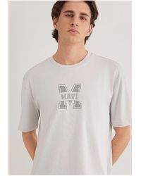 Mavi - Graues T-Shirt Mit Logo-Print, Lockere Passform Lockere, Entspannte Passform -70080 Für Herren - Lyst