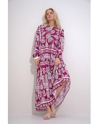 Trend Alaçatı Stili - Farbenes kleid aus gewebter viskose mit roboterknöpfen und volants - Lyst