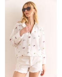 Olalook - Weißes, Verstecktes, Besticktes, Detailliertes Crop-Ayrobin-Shirt Für Damen - Lyst