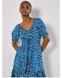 Apricot - Sarasa Blumen Bardot Kleid Für Damen - Lyst