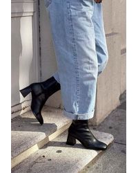 NİŞANTAŞI SHOES - Sablex Matte Zip Detail Blunt Toe Stiefel Mit Absatz Für Damen - Lyst