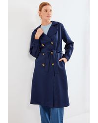 Bigdart - 5853 Zweireihiger Trenchcoat Mit Kragen – Marineblau Für Damen - Lyst