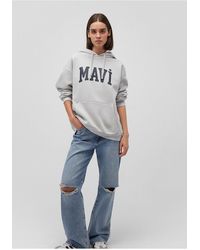 Mavi - Graues Kapuzen-Sweatshirt Mit Logo-Print -34322 Für Damen - Lyst
