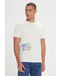 AC&Co / Altınyıldız Classics - Gelbes T-Shirt Mit Rundhalsausschnitt, Standard-Passform Und Normaler Passform Aus 100 Baumwolle Mit Weicher Textur Für Herren - Lyst
