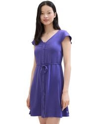 Tom Tailor - Minikleid Mit V-Ausschnitt Und Knöpfen Für Damen - Lyst