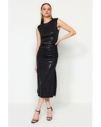 Trendyol - Schwarzes, Figurbetontes, Glitzerndes Abendkleid Für Den Abschlussball Für Damen - Lyst