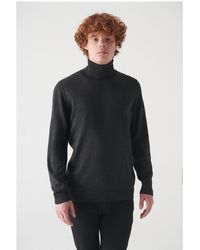 AVVA - Anthrazitfarbener Rollkragenpullover Aus Wollmischung E 005014 Für Herren - Lyst