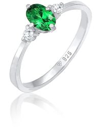 Elli Jewelry - Ring Band Elegant Mit Zirkonia Kristallen Grün Aus 925 Sterling Silber Für Damen - Lyst