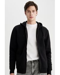 Defacto - Schwarzes Sweatshirt Mit Kapuze Und Reißverschluss, Reguläre Passform – C4806Ax23Wn Für Herren - Lyst
