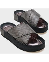 Capone Outfitters - Maren Cross Stone Banded Stone Detaillierte Hausschuhe Mit Keilabsatz Für Damen - Lyst