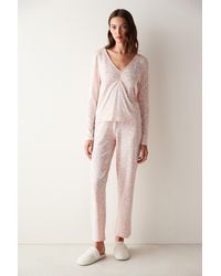 Penti - Joise rosa gemustertes t-shirt-pyjama-oberteil - Lyst