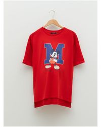 LC Waikiki - Kurzarm-Umstands-T-Shirt Aus Baumwolle Mit Rundhalsausschnitt Und Mickey-Mouse-Aufdruck Für Damen - Lyst