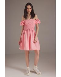 Trendyol - Rosafarbenes, Gerades Mini-Webkleid Für Damen - Lyst