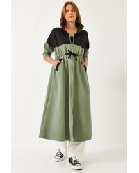 Bianco Lucci - Langes Kleid Mit Reißverschluss An Der Taille Für Damen - Lyst