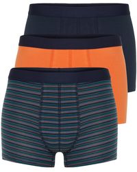 Trendyol - 3-teilige boxershorts aus gestreifter, einfarbiger baumwollmischung in orange-marineblau - Lyst