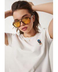 Happiness İstanbul - Teddybär Besticktes Baumwoll-Strick-T-Shirt Für Damen - Lyst