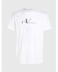Calvin Klein - T-shirt aus bio-baumwolle mit logo und rundhalsausschnitt, kurzärmlig, , j30j325352-faser - Lyst