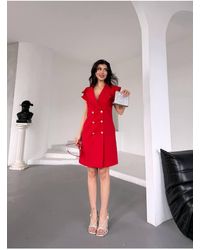 ZF BUTİK - Jackenkleid Mit Rüschenkragen Für Damen - Lyst