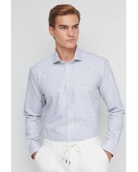 Brooks Brothers - Grau-Weißes Slim-Fit-Hemd Aus 100 Baumwolle Mit Italienischem Kragenmuster Für Herren - Lyst