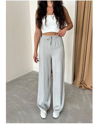 Laluvia - Graue Palazzo-Hose Aus 100 Leinen 3455 Für Damen - Lyst