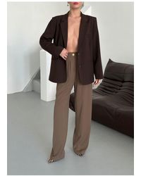 Laluvia - Khakifarbene Palazzo-Hose Mit Knöpfen Und Elastischem Bund – 51078 Für Damen - Lyst