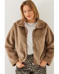 Bianco Lucci - Mantel Mit Kragen Und Reißverschluss Aus Kunstfell Für Damen - Lyst
