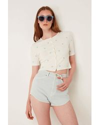 No Matter What - Kurzer Cardigan Mit Blumenmuster Und Kurzen Ärmeln Für Damen - Lyst