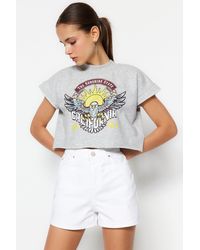 Trendyol - Weiße Mini-Jeansshorts Mit Hoher Taille Für Damen - Lyst