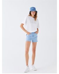 LC Waikiki - Jeansshorts Mit Hoher Taille Und Schmaler Passform Für Damen - Lyst