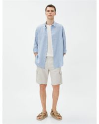 Koton - Cargo-Shorts Aus Leinenmischung Mit Taschendetail Und Knöpfen Für Herren - Lyst