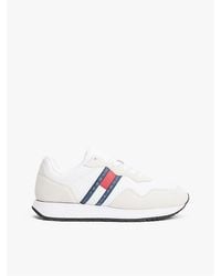 Tommy Hilfiger - Weiße Sneaker Aus Wildleder Mit Markenlogo Und Recyceltem Polyester, Gefütterte Gummisohle Für Herren - Lyst