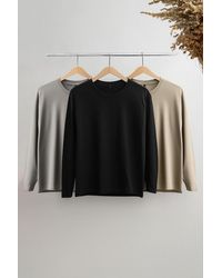 Edit by Trendyol - Schwarz-Grau-Stein 3Er-Pack – 100 Baumwolle Slim Fit T-Shirt Für Herren - Lyst