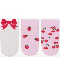 Penti - Mehrfarbige 3-Teilige Booties-Socken Mit Schleife Und Kirsche Für Mädchen Für Damen - Lyst