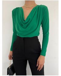 Modamorfo - Grüne Drapierte Sendy-Bluse Für Damen - Lyst