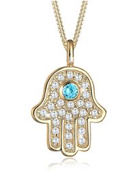 Elli Jewelry - Halskette hamsa hand zirkonia 925 sterling silber - Lyst