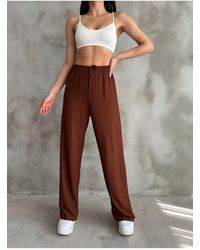 BEJNA - Braune Palazzo-Hose Mit Elastischem Bund Für Damen - Lyst